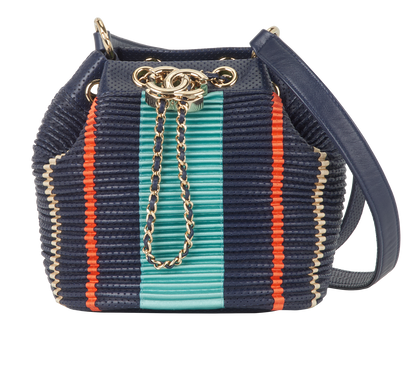 CC Perforated Bucket Bag, £2,800, Handbags, Blue, Leather, Front view